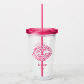 Roze Leopard Kiss - gepersonaliseerd Acryl Drinkbeker (Voorkant)