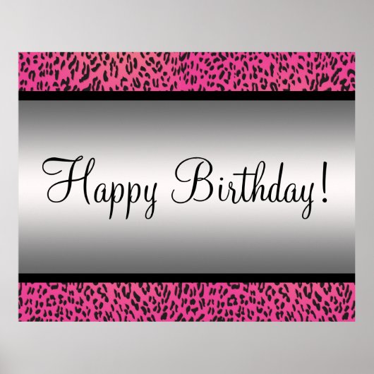 Roze leopard Party-banner Poster (Voorkant)