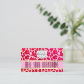 Roze leopard Patroon Aangepast Logo Foto Open uren Visitekaartje (Staand voorkant)