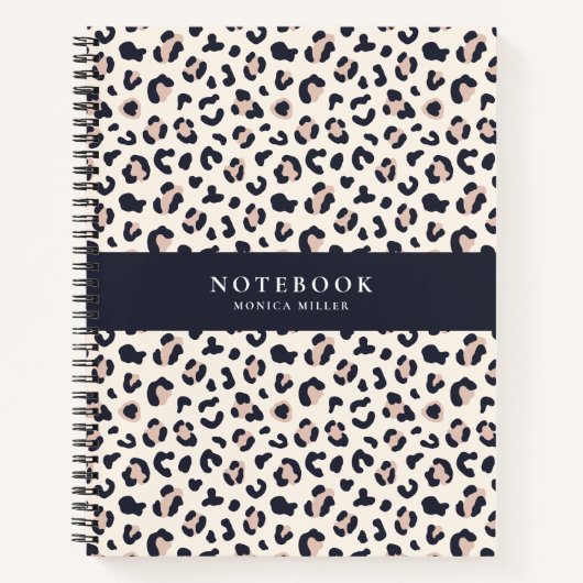 Roze Leopard patroon, aangepaste naam Notitieboek (Voorkant)