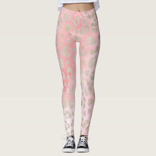 Roze Leopard patroon Leggings (Voorkant)