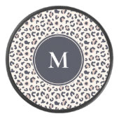 Roze Leopard patroon monogram Hockey Puck (Voorkant)