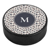 Roze Leopard patroon monogram Hockey Puck (3/4)