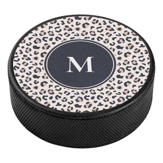 Roze Leopard patroon monogram Hockey Puck (3/4)