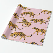 Roze leopard Pattern Cadeaupapier (Uitgerold)