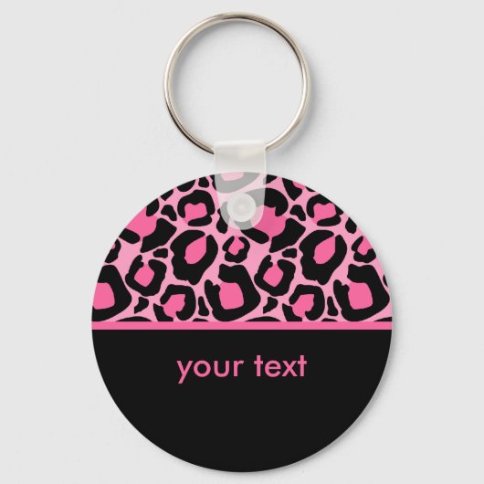 Roze leopard Pattern Sleutelhanger (Voorkant)