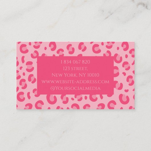 Roze leopard Pattern Visitekaartje (Achterkant)