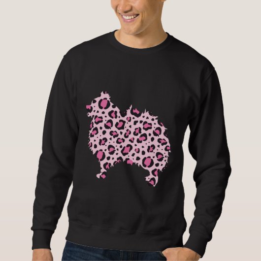 Roze leopard Pommeren Dog Print Pom Dog Trui (Voorkant)