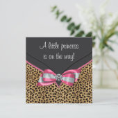 Roze Leopard Princess Baby shower Kaart (Staand voorkant)