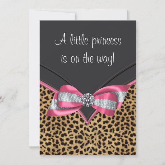 Roze Leopard Princess Baby shower Kaart (Voorkant)