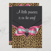 Roze Leopard Princess Baby shower Kaart (Voorkant / Achterkant)