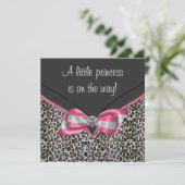 Roze Leopard Prinses Baby Douche Uitnodigingen (Staand voorkant)