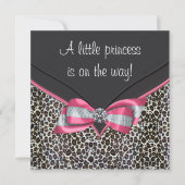 Roze Leopard Prinses Baby Douche Uitnodigingen (Voorkant)