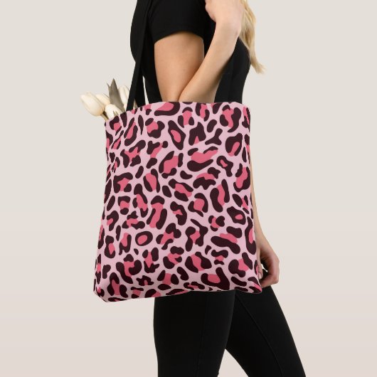 Roze leopard Print Animal Pattern Canvas tas (Dichtbij)