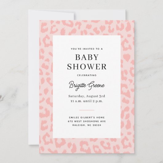Roze Leopard Print Baby shower Kaart (Voorkant)