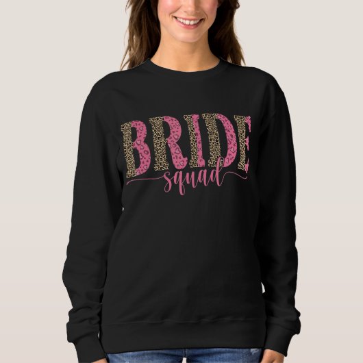 Roze Leopard Print Bruid Squad Bruiloft Bruids Par Trui (Voorkant)