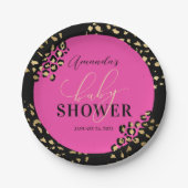 Roze Leopard Print Douche Papieren Bordje (Voorkant)