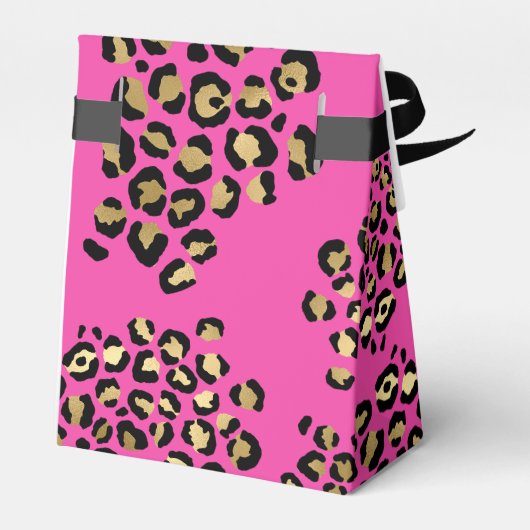 Roze leopard Print Favor Box Bedankdoosjes (Achterkant)