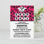 Roze Leopard Print Foto Afstudeerfeest Kaart (Staand voorkant)