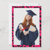 Roze Leopard Print Foto Afstudeerfeest Kaart (Achterkant)