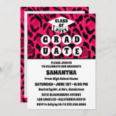 Roze Leopard Print Foto Afstudeerfeest Kaart (Voorkant / Achterkant)