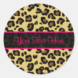 Roze Leopard Print Gepersonaliseerde Stickers