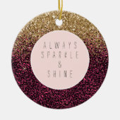 Roze leopard print Gold Glitz Keramisch Ornament (Voorkant)