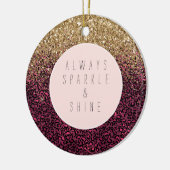 Roze leopard print Gold Glitz Keramisch Ornament (Links)