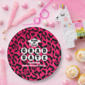 Roze Leopard Print Graduation Party Papieren Bordje (Feest)