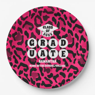Roze Leopard Print Graduation Party Papieren Bordje