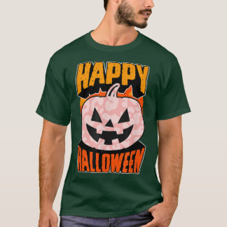 Roze leopard print Happy Halloween Party Jack O La T-shirt