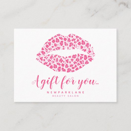 Roze Leopard Print Kiss Zakelijk Cadeaubon Visitekaartje (Voorkant)
