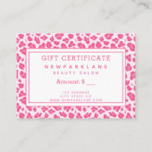 Roze Leopard Print Kiss Zakelijk Cadeaubon Visitekaartje (Achterkant)