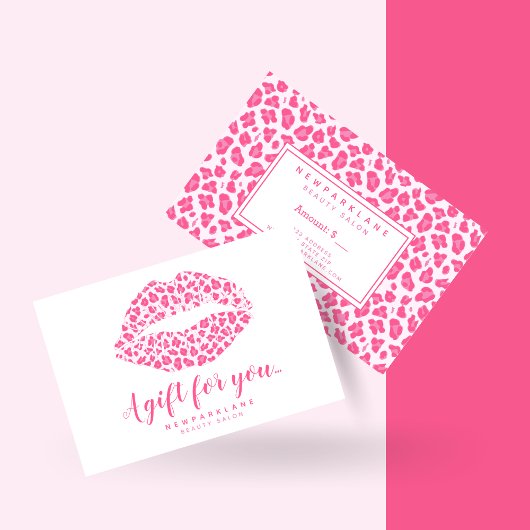 Roze Leopard Print Kiss Zakelijk Cadeaubon Visitekaartje