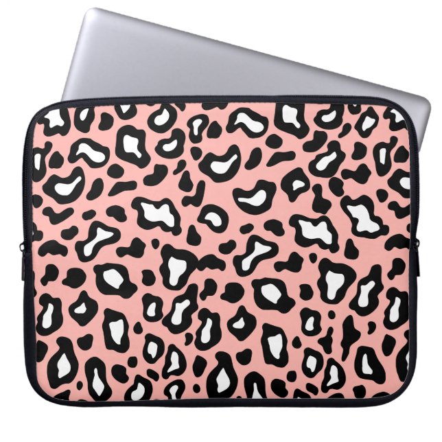  roze Leopard print laptophoes Laptop Sleeve (Voorkant)