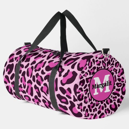 Roze Leopard Print Monogram Grote Duffelzak Plunjezak (Linkerhoek)