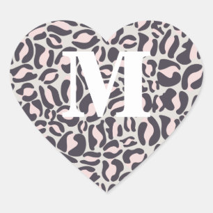 Roze Leopard Print Monogram Leopard Spots Safari Hart Sticker