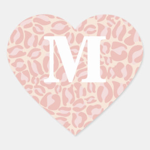 Roze Leopard Print Monogram Leopard Spots Safari Hart Sticker