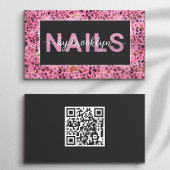 Roze Leopard Print Nails van QR Code Nail Tech Visitekaartje