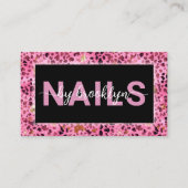 Roze Leopard Print Nails van QR Code Nail Tech Visitekaartje (Voorkant)