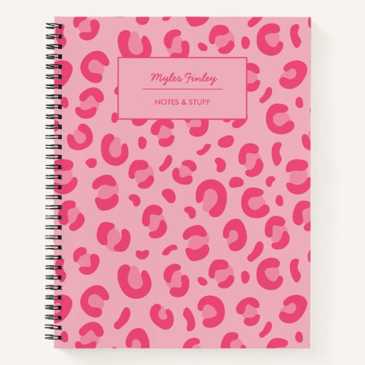 Roze leopard Print Patroon Notitieboek (Voorkant)