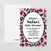 Roze leopard Print Safari Baby shower Invite Kaart (Voorkant / Achterkant)