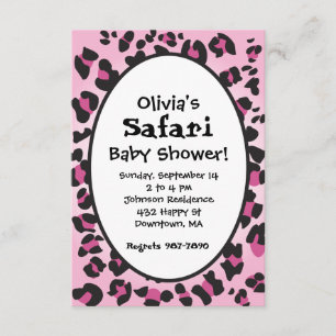 Roze leopard Print Safari Baby shower Invite Kaart