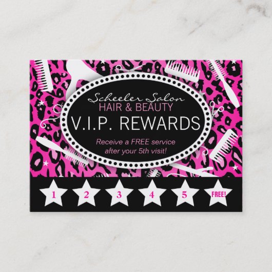 Roze leopard Print Salon Loyalty Rewards (Voorkant)