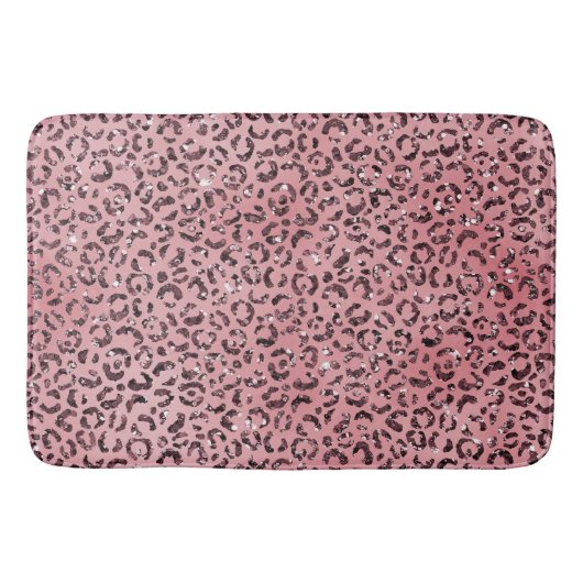 Roze leopard Print Sparkle Glitter Badmat (Voorkant)