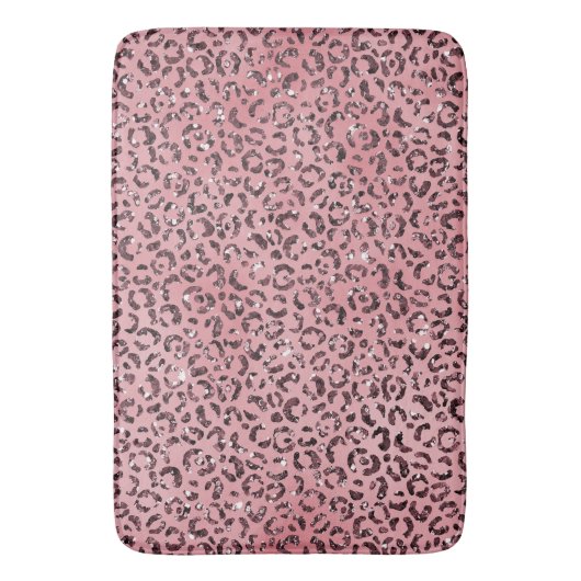 Roze leopard Print Sparkle Glitter Badmat (Voorkant Verticaal)