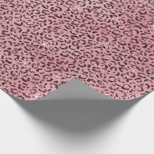 Roze leopard Print Sparkle Glitter Cadeaupapier (Hoek)