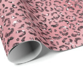 Roze leopard Print Sparkle Glitter Cadeaupapier (Rol Hoek)