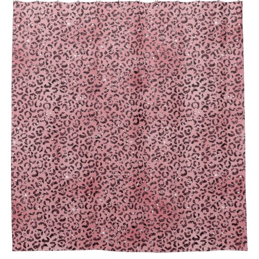 Roze leopard Print Sparkle Glitter Douchegordijn (Voorkant)