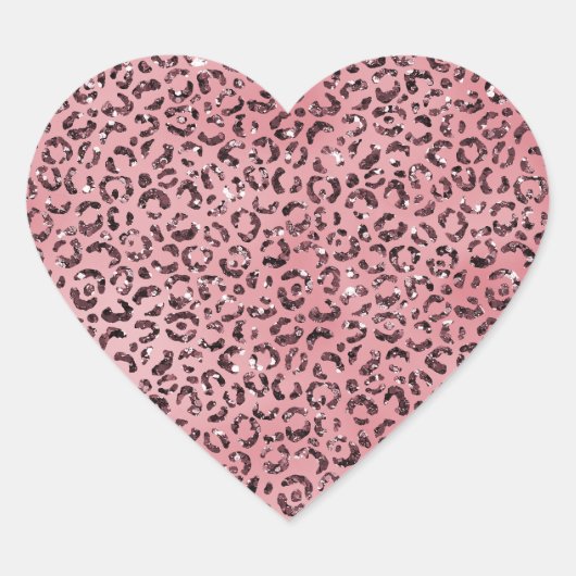 Roze leopard Print Sparkle Glitter Hart Sticker (Voorkant)
